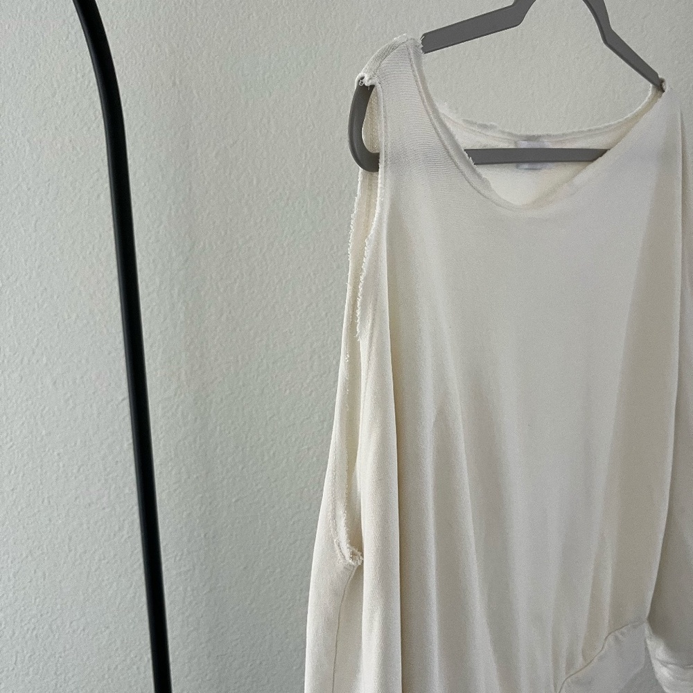 LANSTON x REVOLVE | One Shoulder Cotton Blend Pullover in Cream | Size Small - Picture 5 of 9